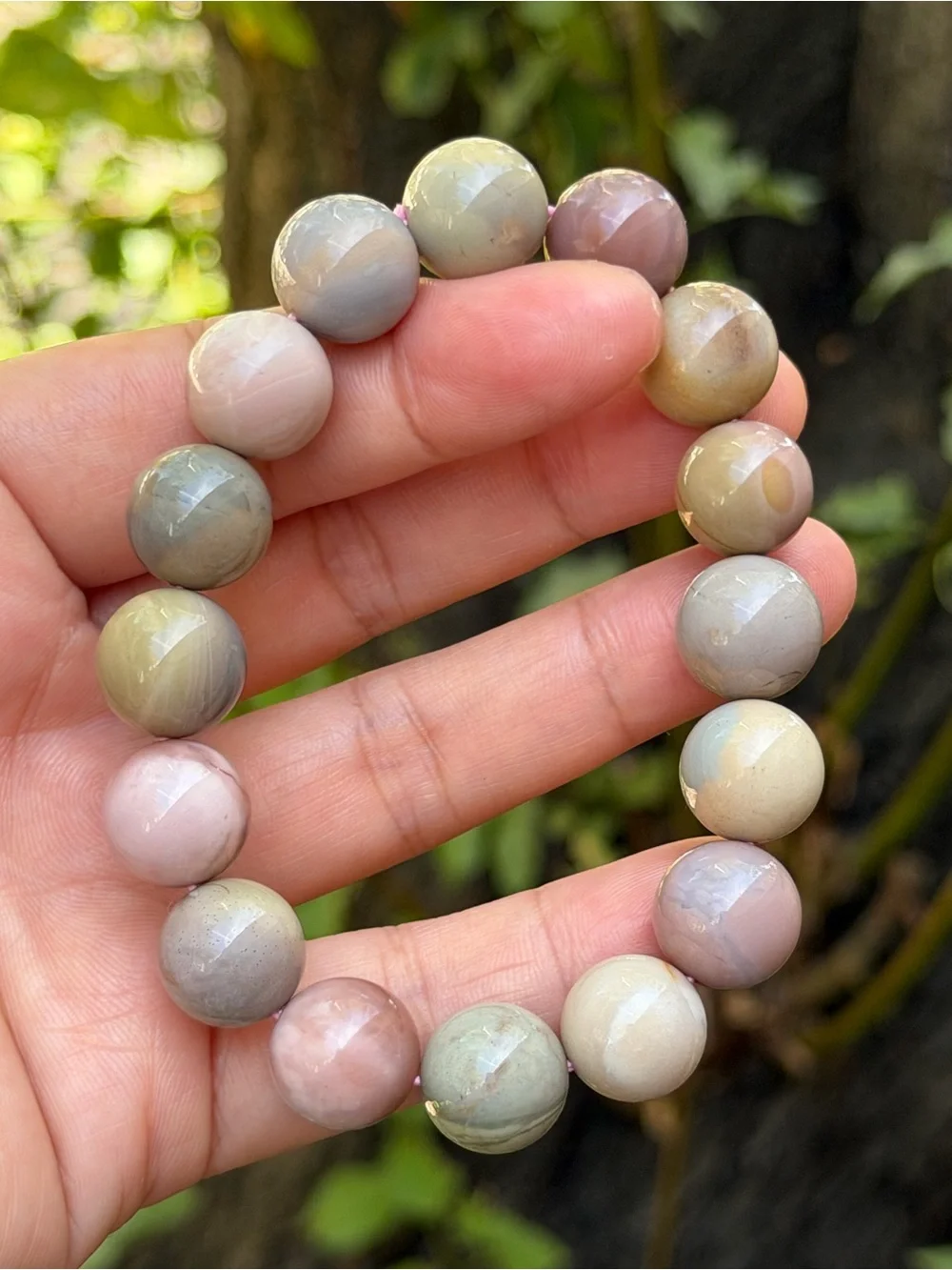 13mm pink creamy natural Alashan stretch bracelet 2213